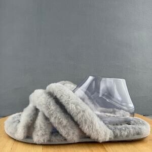 Ugg Scuffita Genuine Shearling Slide Slipper Gray Slip Ons Women’s Size 9 US